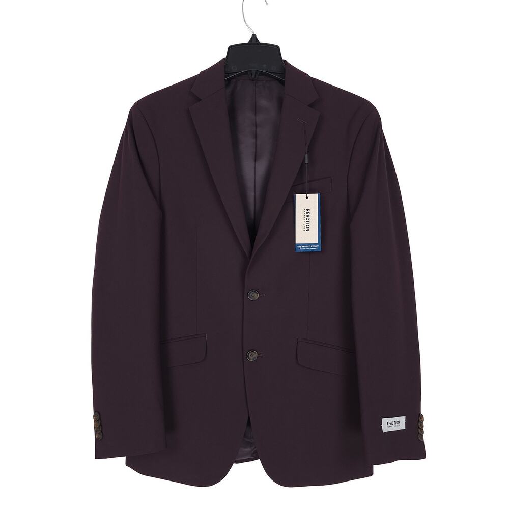 Kenneth Cole Reaction Mens Slim Fit Suit Jacket Blazer 36R Wine Red Purple Solid
